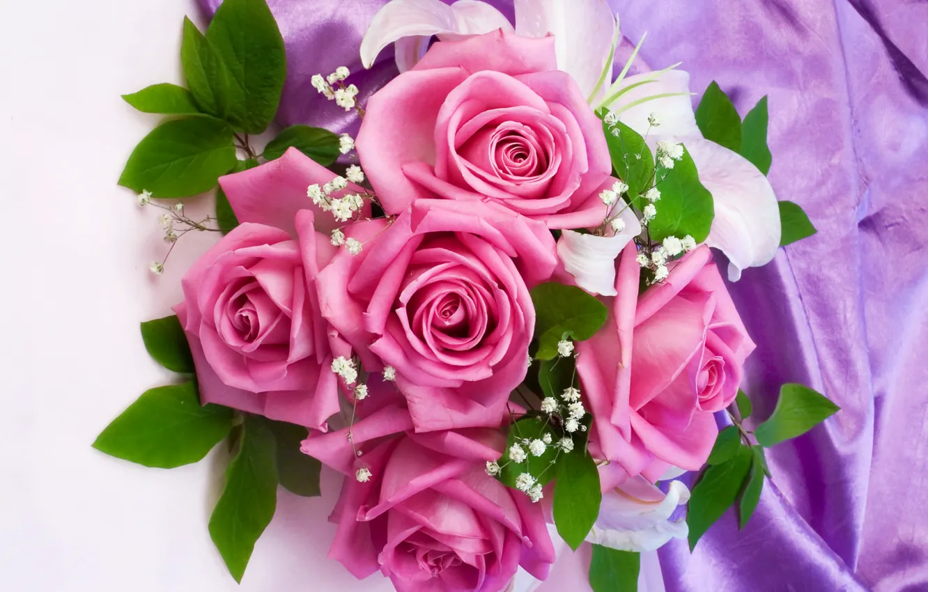 Фото обои цветы, розы, букет, нежные, розовые, свадьба, flowers, beautiful