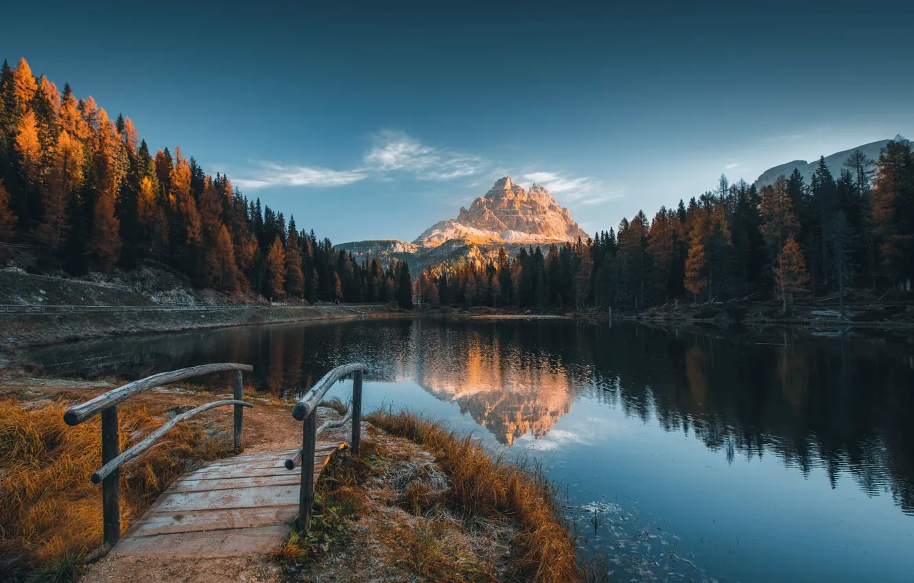 Фото обои иней, осень, пейзаж, горы, природа, озеро, Альпы, Италия