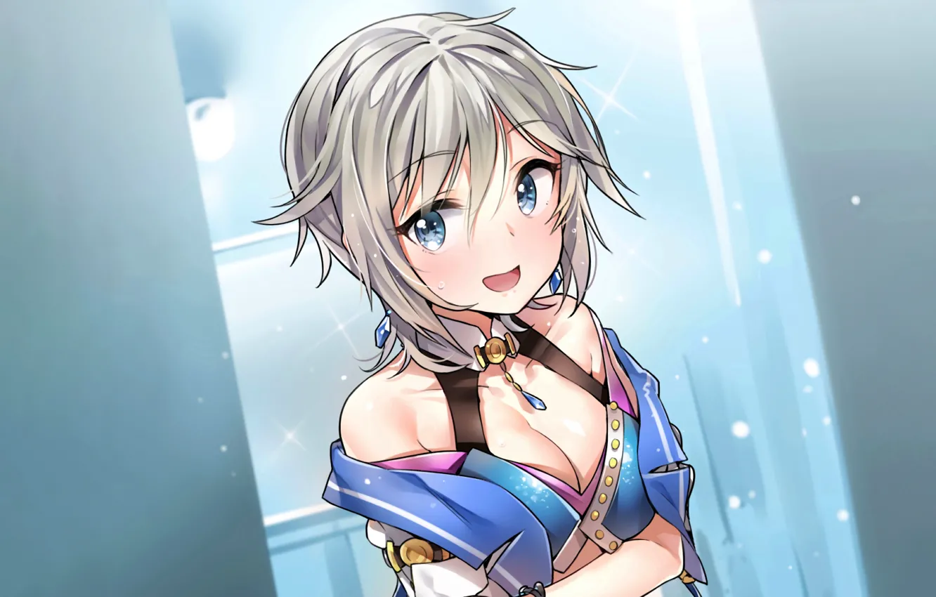 Фото обои girl, sexy, Anastasia, cleavage, boobs, anime, blue eyes, beautiful