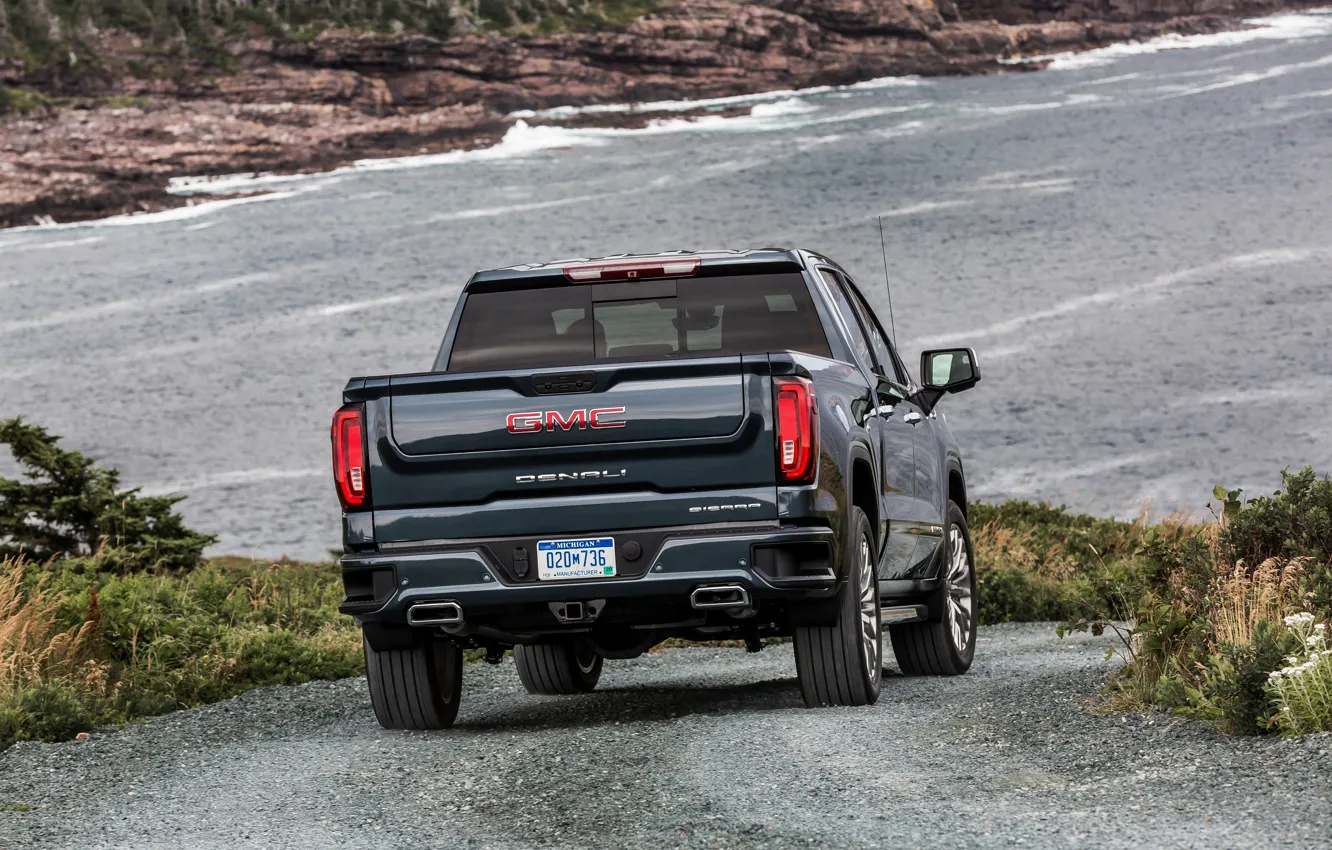 Фото обои спуск, сзади, пикап, GMC, Denali, Sierra, 2019