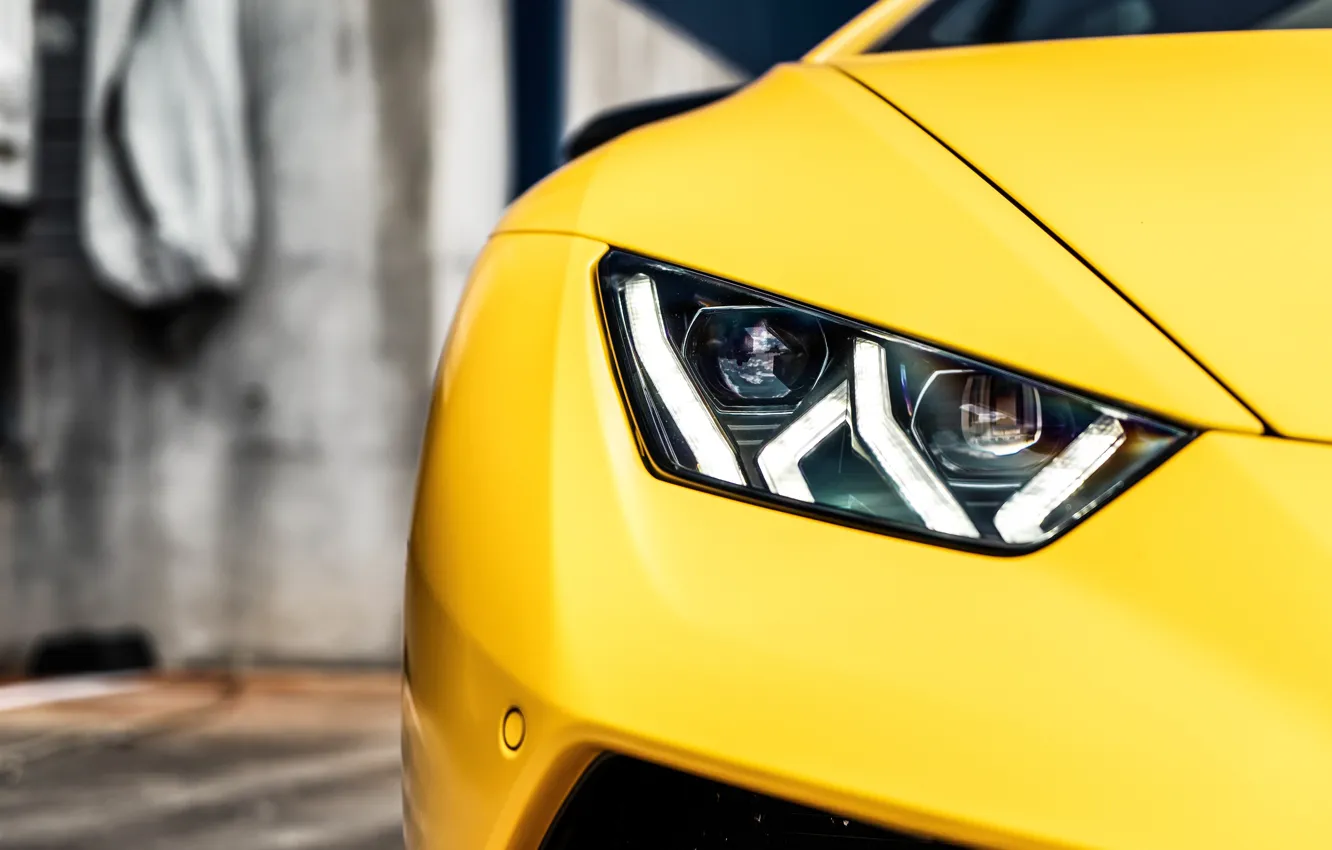 Фото обои Lamborghini, Light, Yellow, VAG, Performante, Huracan, Sight