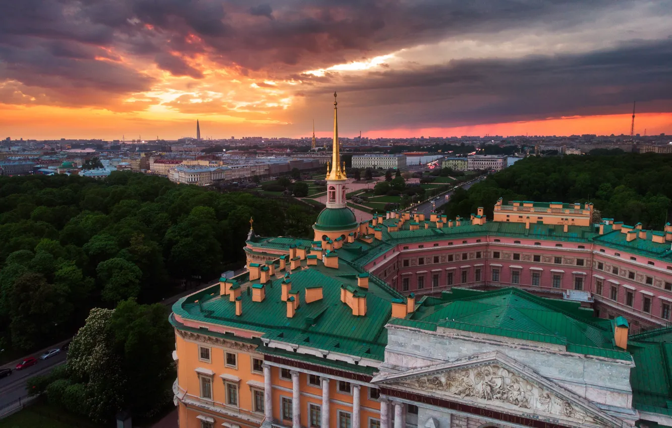 Фото обои небо, тучи, город, замок, Питер, Санкт-Петербург, музей, дворец