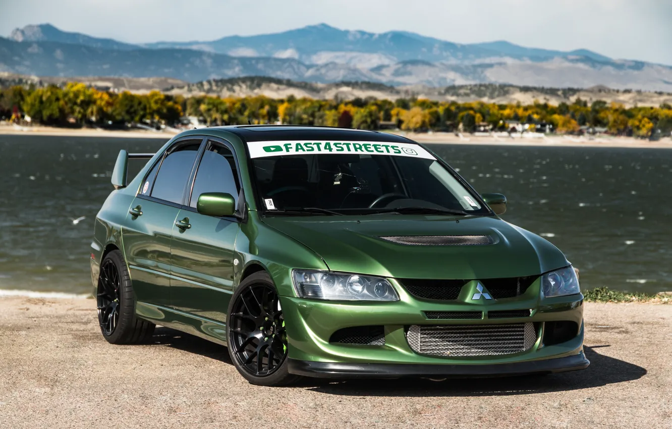 Фото обои Mitsubishi, Evolution, Green, Lancer Evolution, Lancer Evo