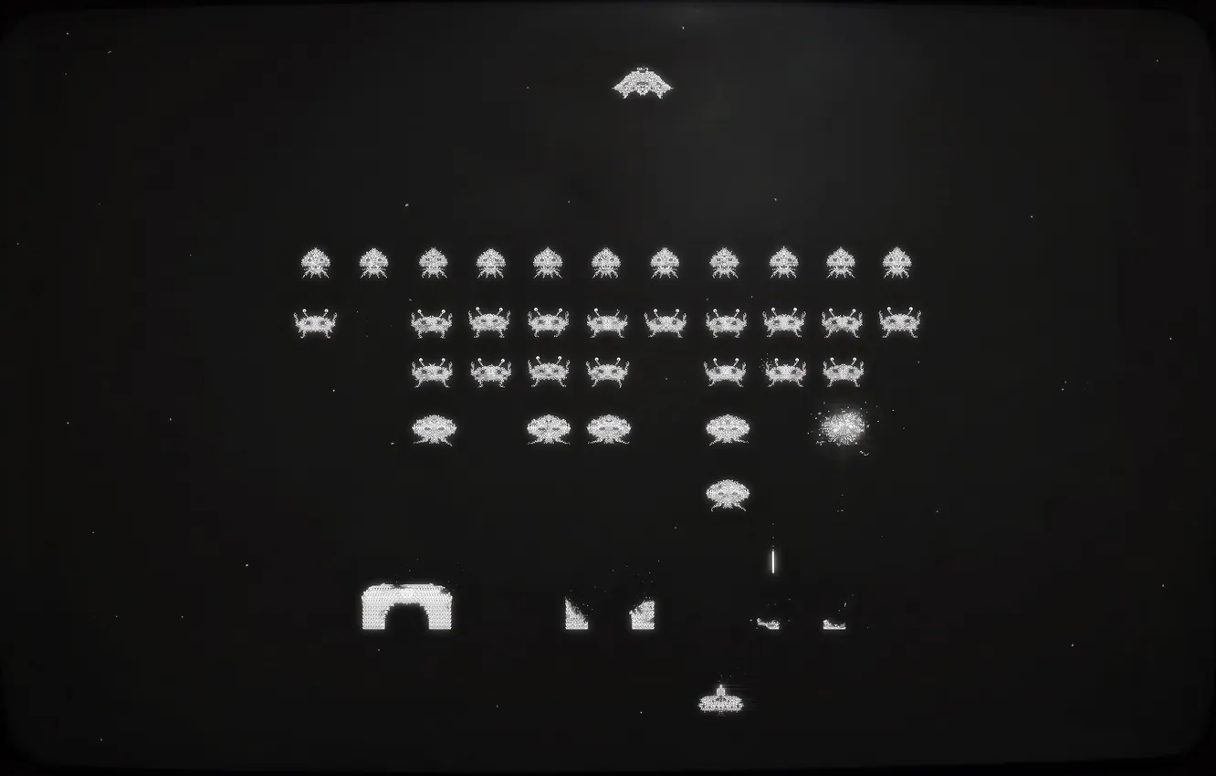 Фото обои космос, фон, чёрный, жуки, экран, стрелялка