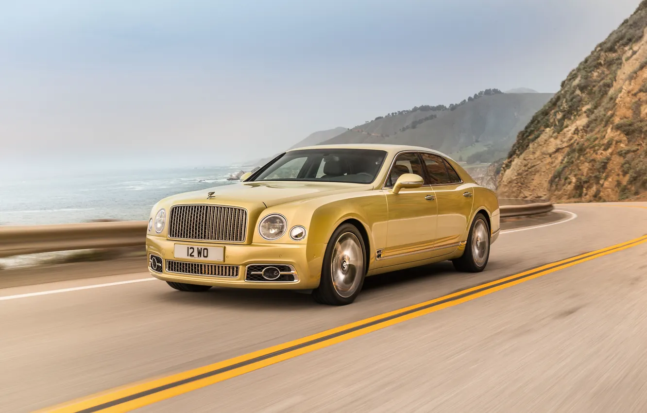 Фото обои Bentley, Желтый, Автомобили, 2016, Mulsanne Speed