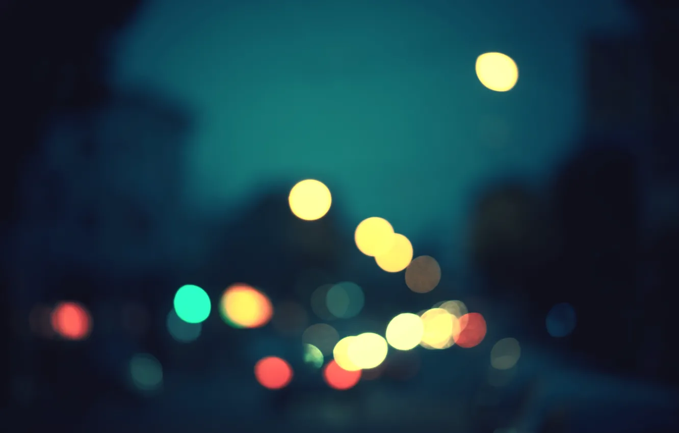 Фото обои ночь, город, улица, фонари, автомобили