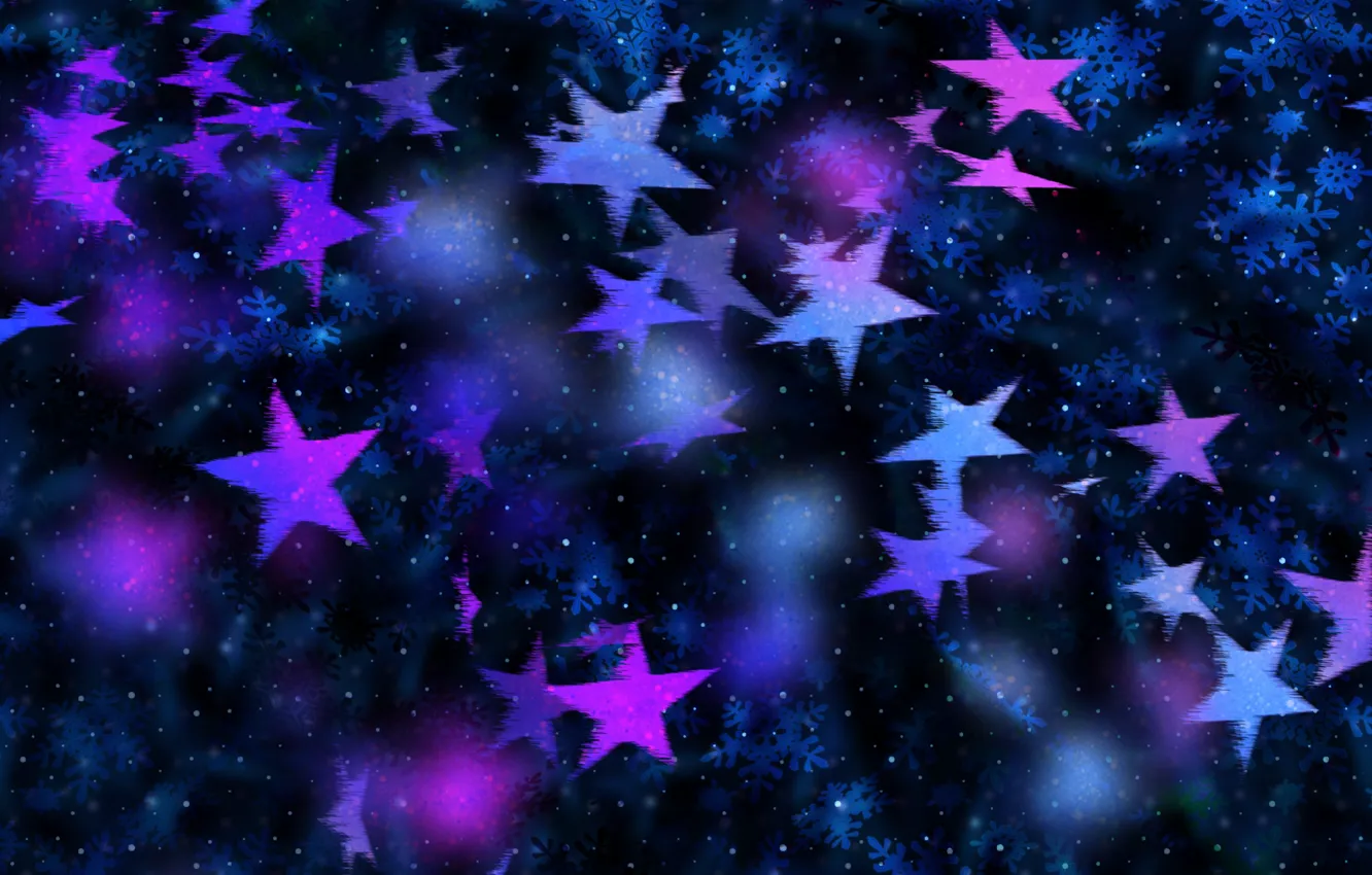 Фото обои звезды, снежинки, точки, пятна