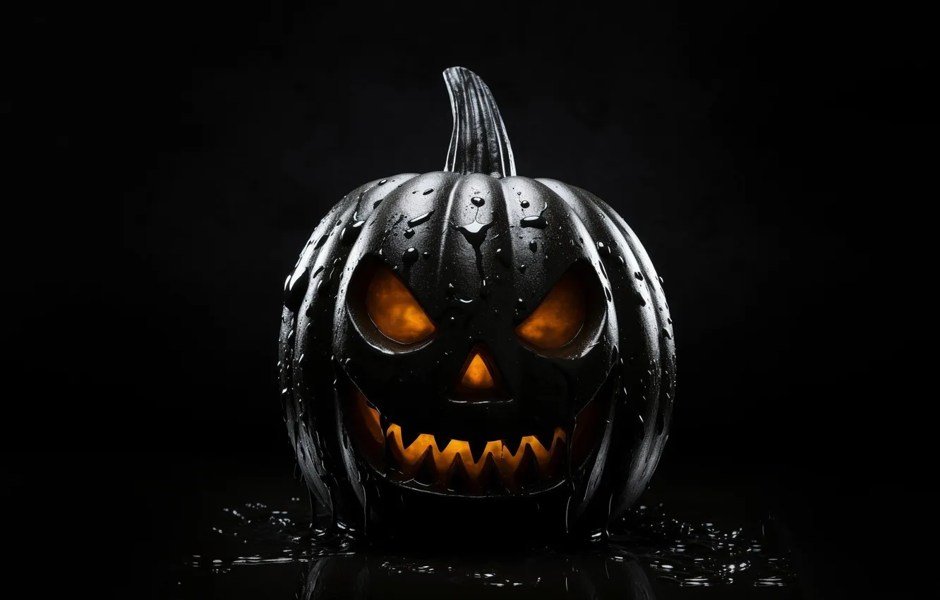 Фото обои праздник, Halloween, тыква, Хеллоуин, чёрная тыква