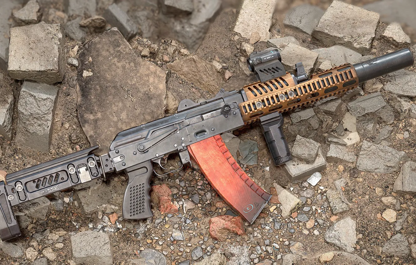 Фото обои рендеринг, оружие, тюнинг, Автомат, Gun, weapon, render, Калашников