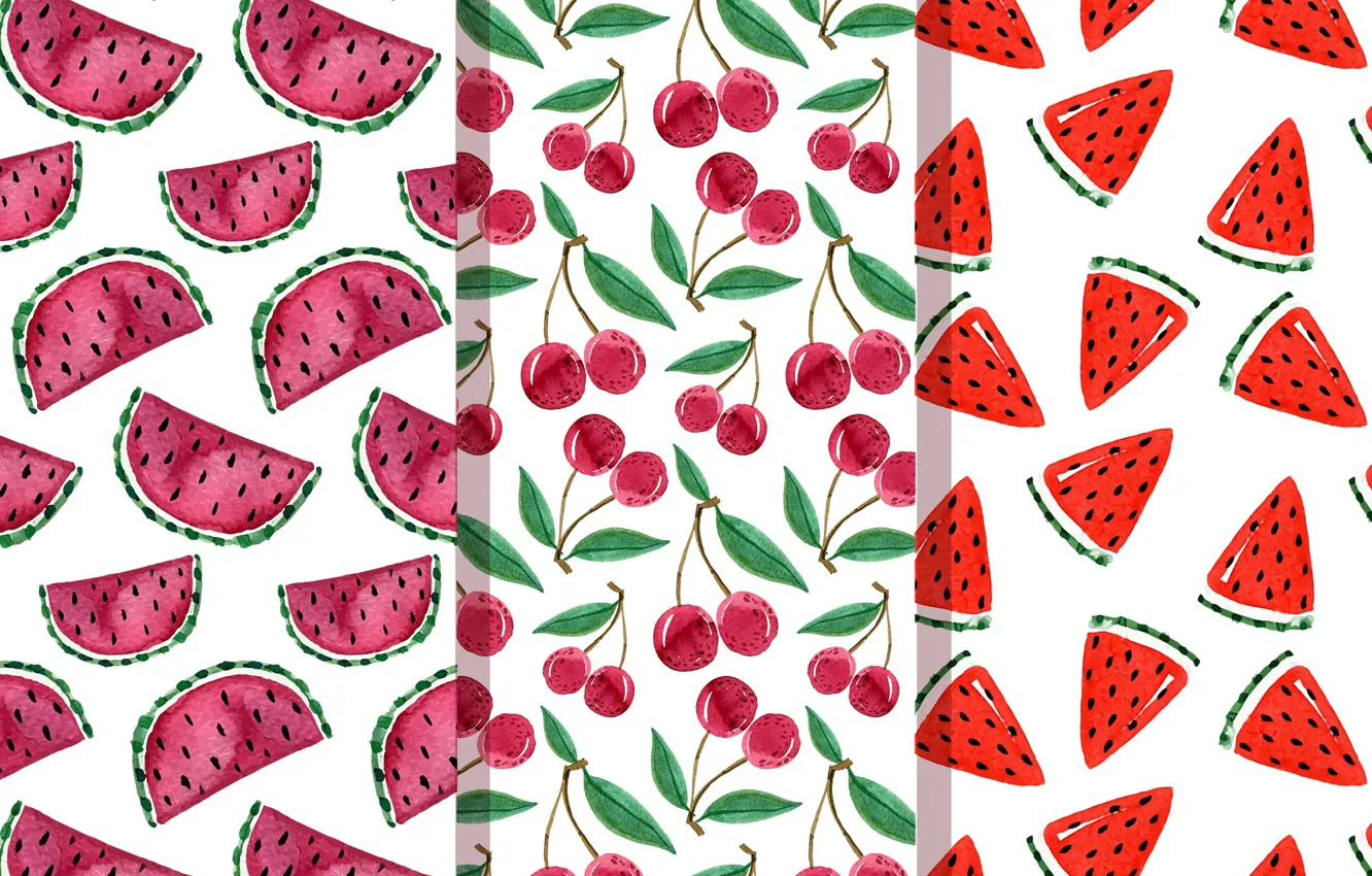 Фото обои лето, фон, текстура, арбуз, фрукты, patterns, fruit, watercolor