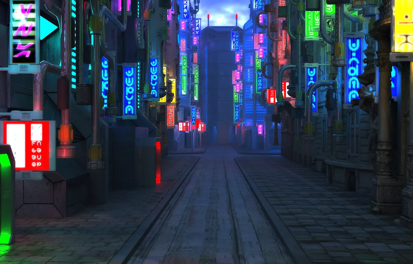 Фото обои улица, тротуар, Blade Runner Future City