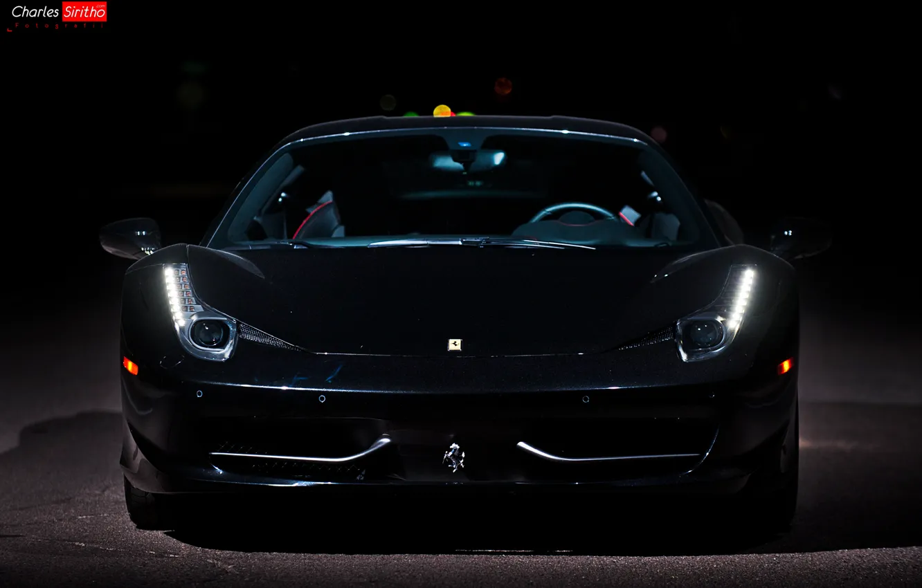 Фото обои машина, авто, оптика, перед, Ferrari, 458, auto, Italia