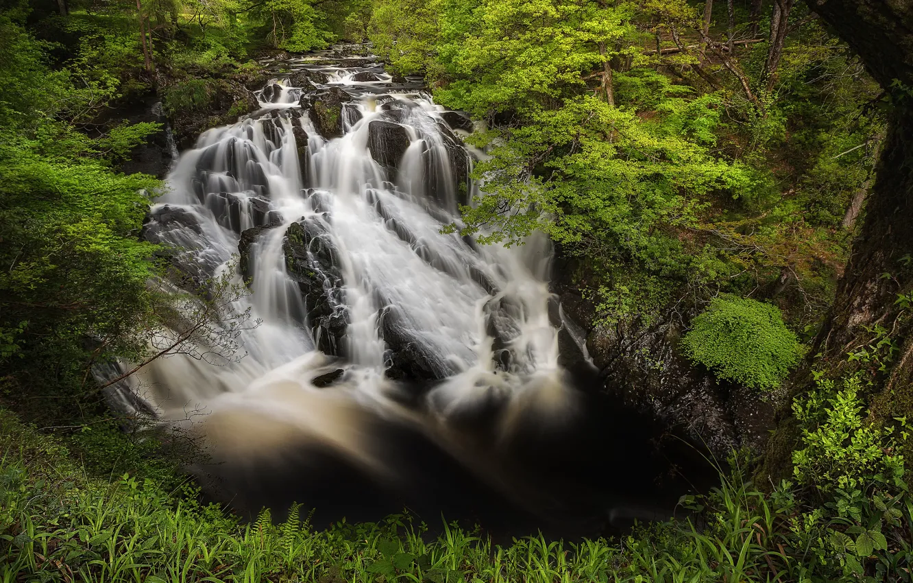 Фото обои Англия, водопад, каскад, England, Уэльс, Wales, Betws-y-Coed, Бетус-И-Коед