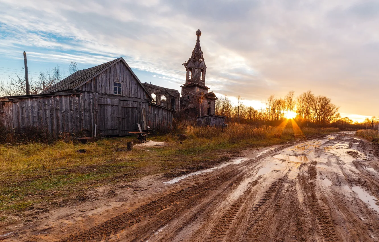 Фото обои село, церковь, Моршанский район, Альдия, Тамбовская область