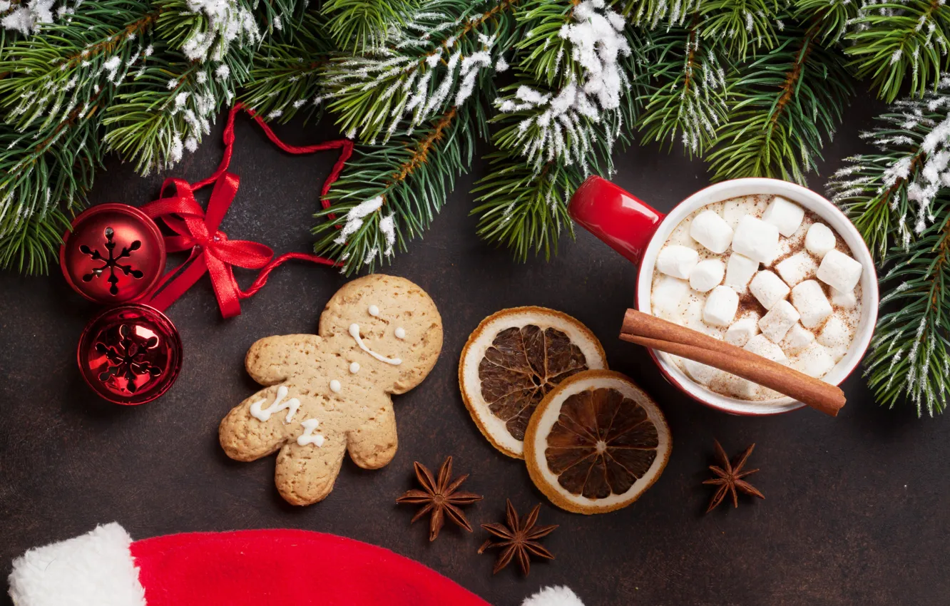 Фото обои украшения, елка, Новый Год, Рождество, чашка, Christmas, cup, chocolate