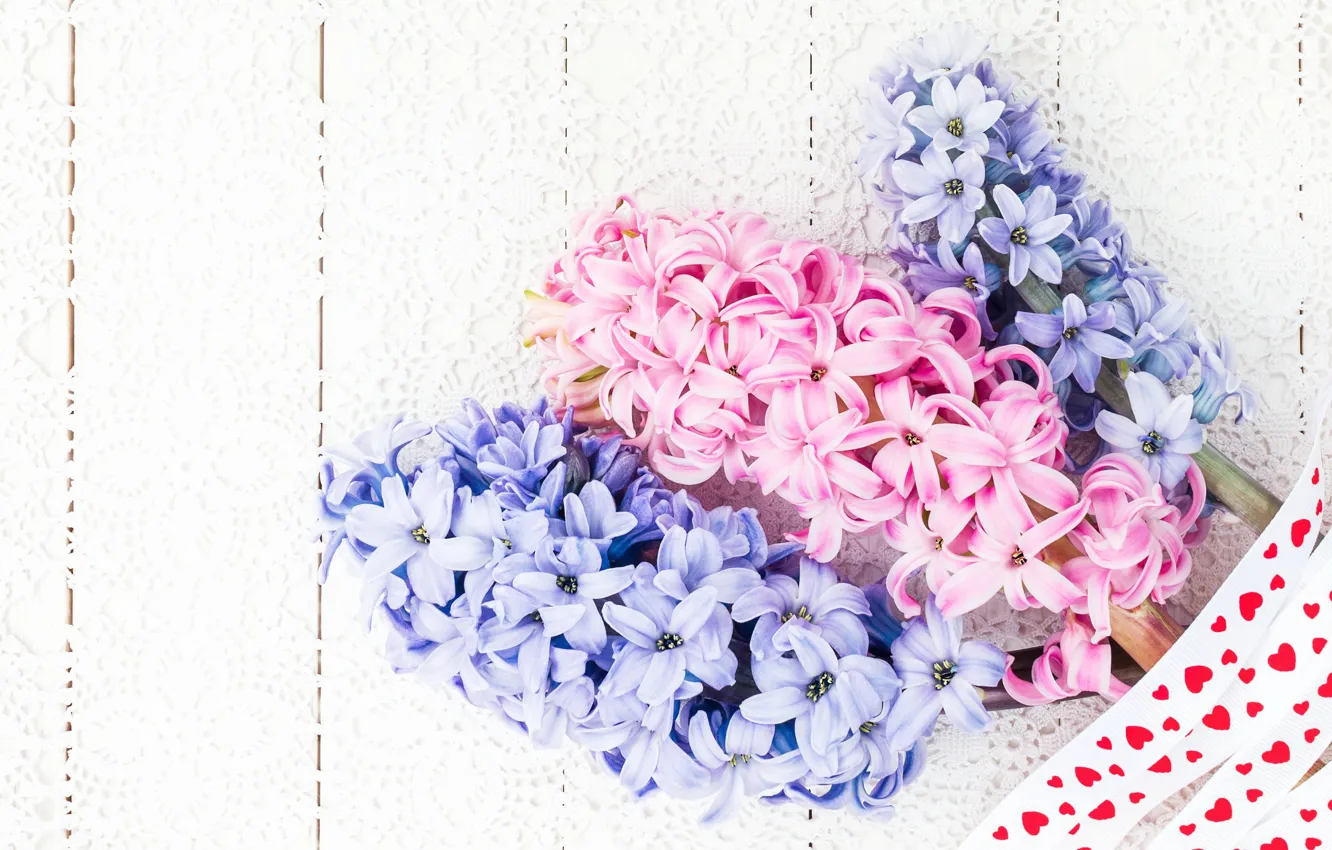 Фото обои цветы, букет, розовые, blue, pink, flowers, гиацинты, hyacinths