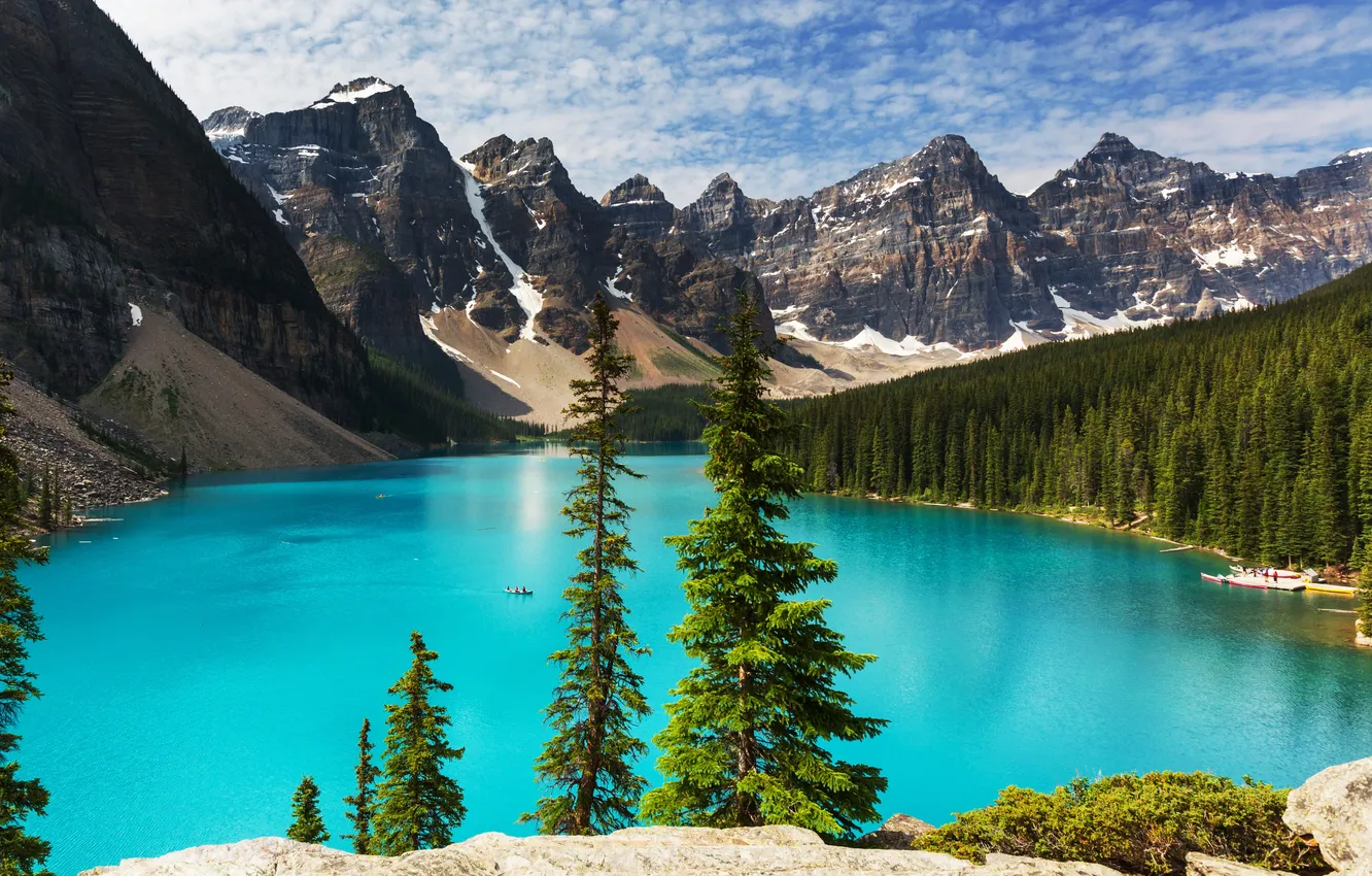 Фото обои лес, озеро, Canada, landscape, lake, Banff National park, Moraine