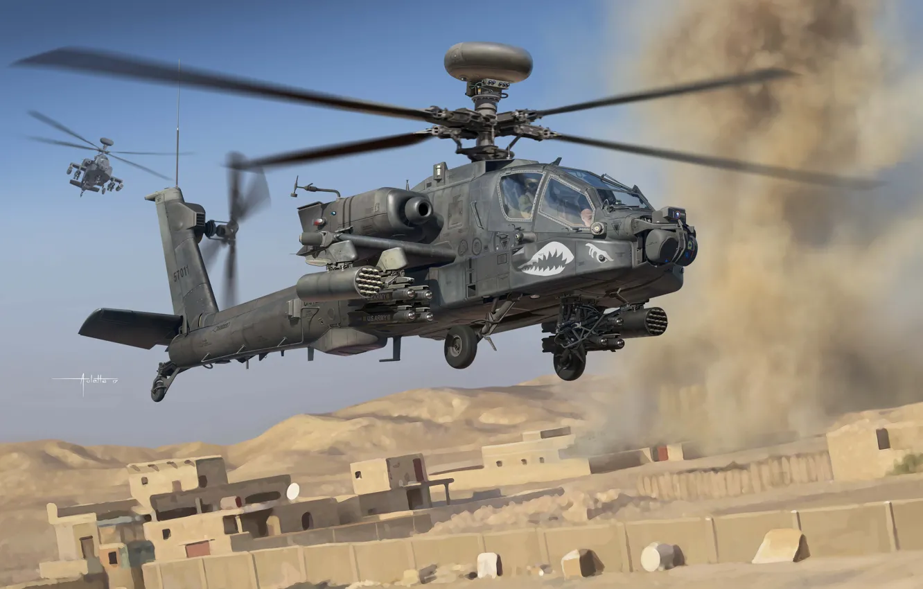 Фото обои US Army, McDonnell Douglas, AH-64D Apache, Auletta, война в афганистане, основной ударный вертолёт армии США, …