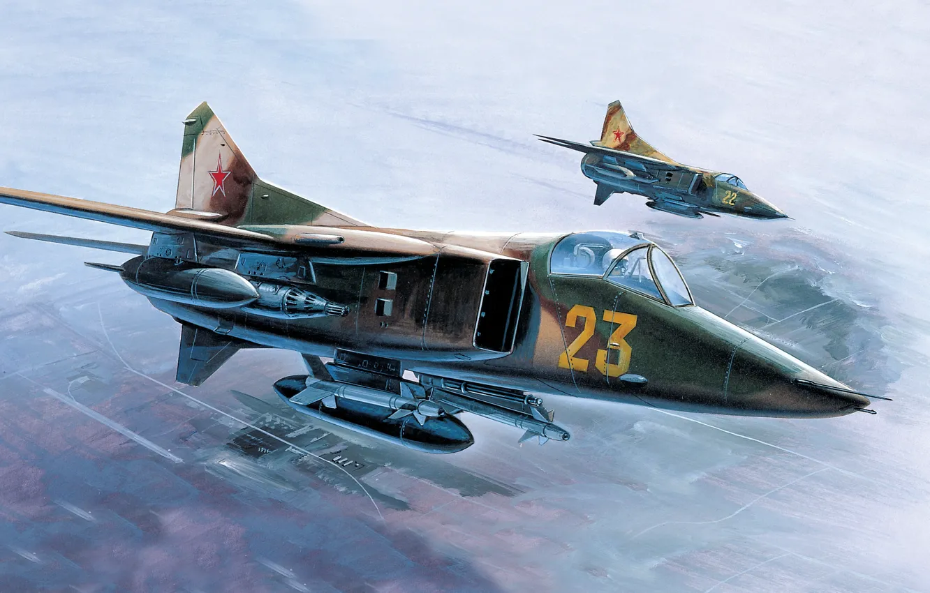 Фото обои СССР, ВВС СССР, МиГ-27, Боевой самолёт, Сверхзвуковой Истребитель