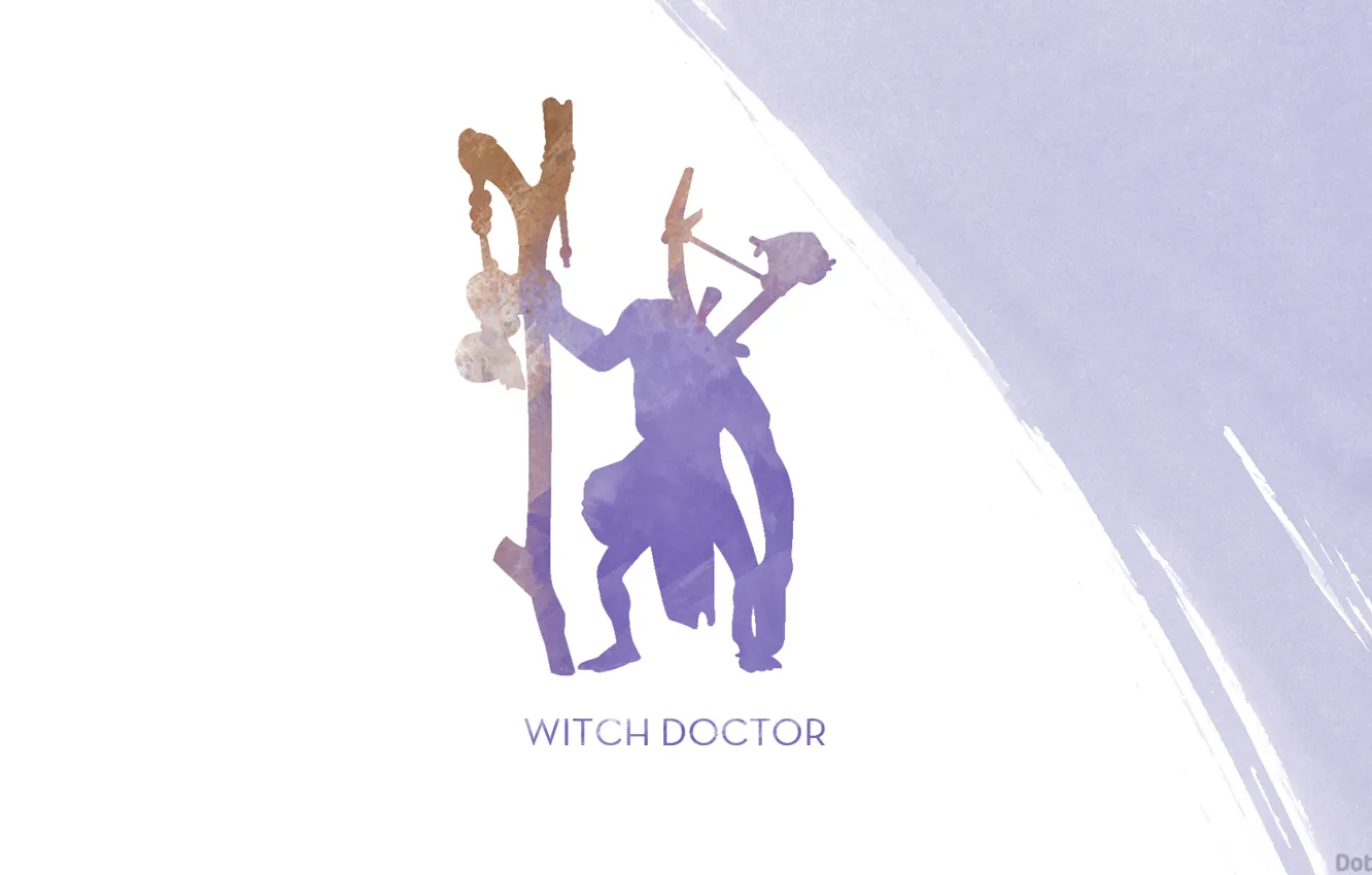 Фото обои минимализм, силуэт, арт, посох, Dota 2, Witch Doctor