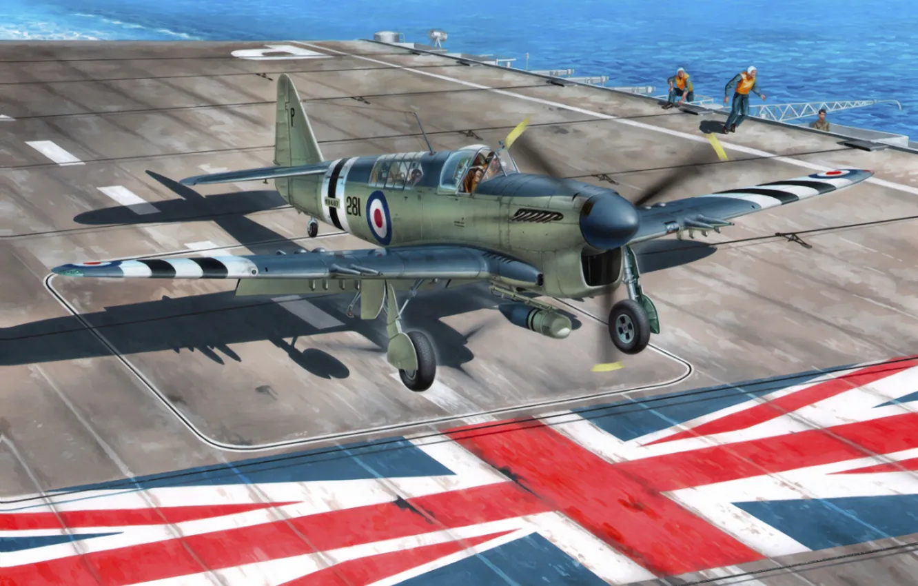 Фото обои war, art, airplane, painting, aviation, Fairey Firefly