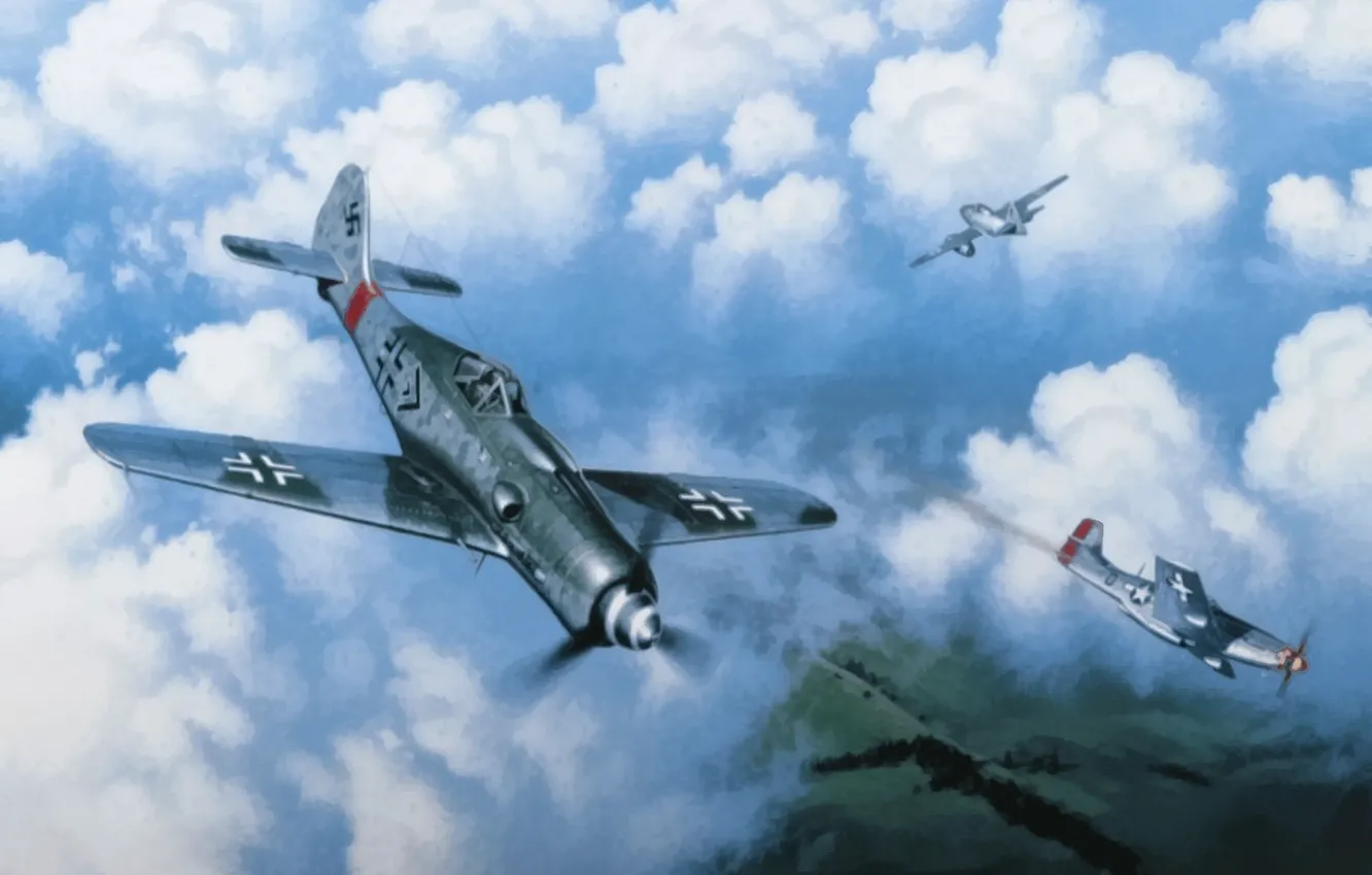 Фото обои aircraft, war, art, airplane, painting, aviation, drawing, ww2