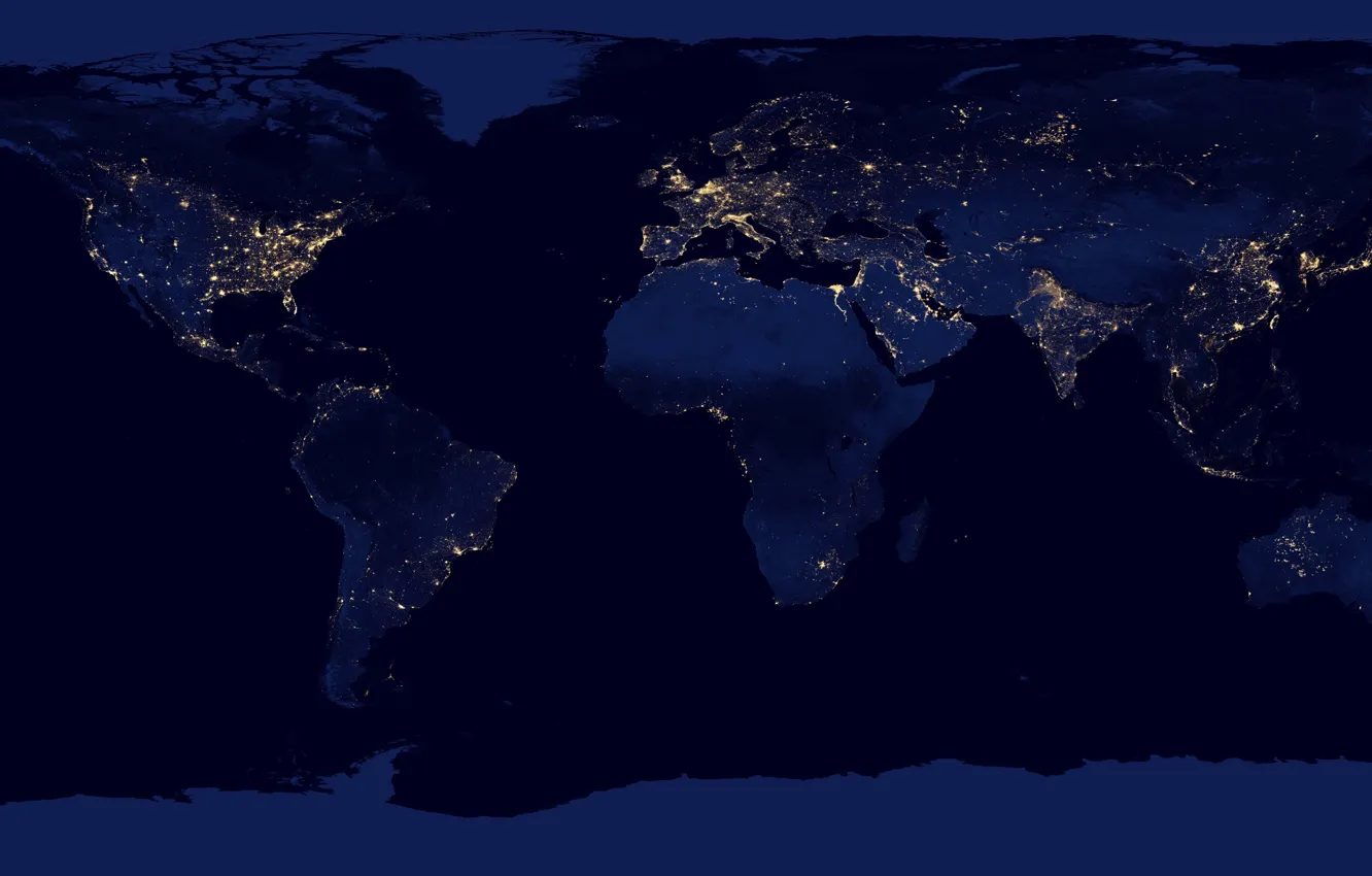 Ночная карта мира со спутника