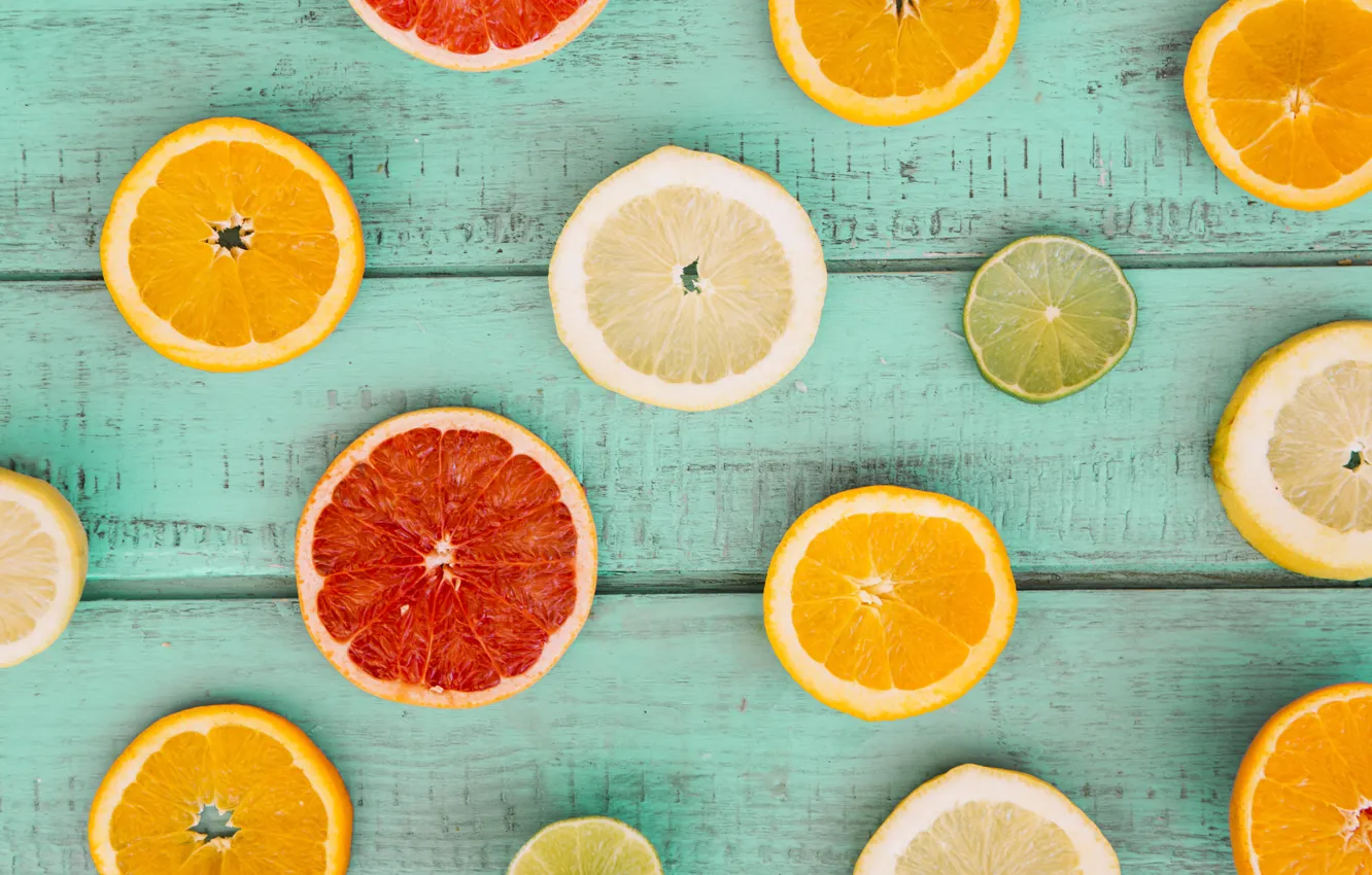 Фото обои лимон, апельсин, lemon, фрукты, wood, ломтики, грейпфрут, fruit