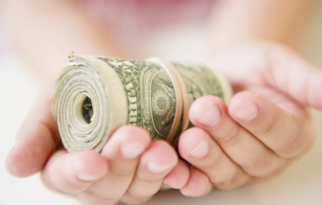 Фото обои woman, money, dollars, hand