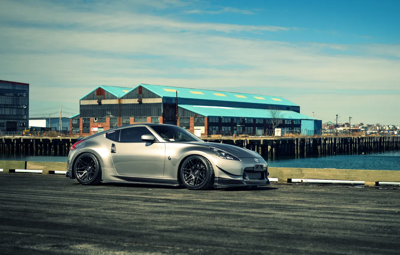 Фото обои silver, Nissan, металлик, ниссан, 370z, JDM, frontside