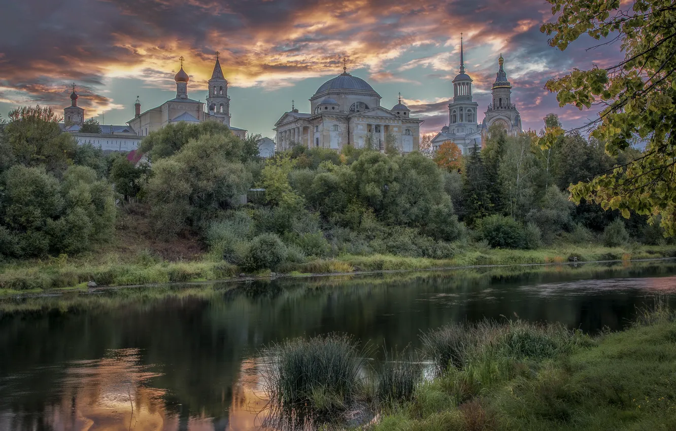 Фото обои пейзаж, природа, город, река, Торжок, Борисоглебский монастырь, Елена Гусева