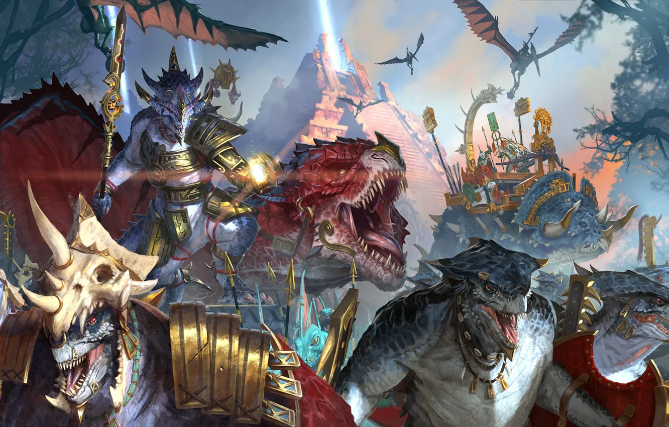 Фото обои battle Art, Total war warhammer 2, Lizardman