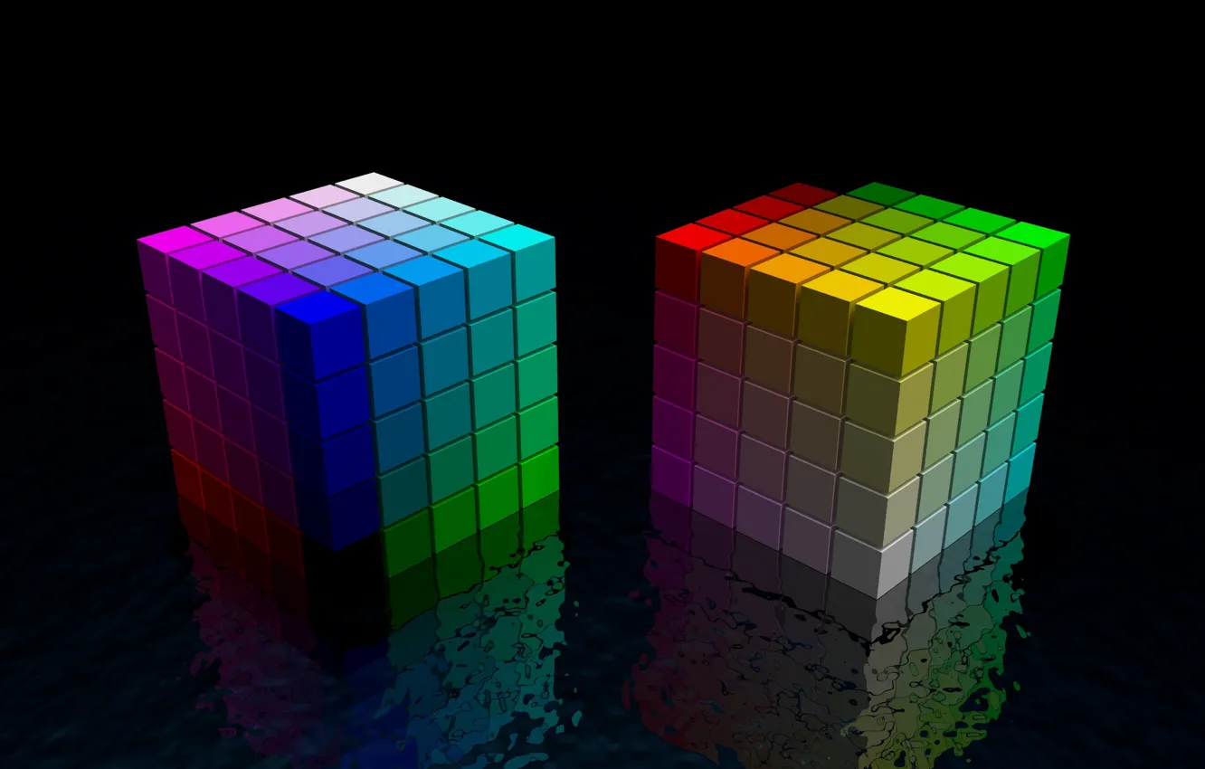 Фото обои отражение, цвет, Кубики