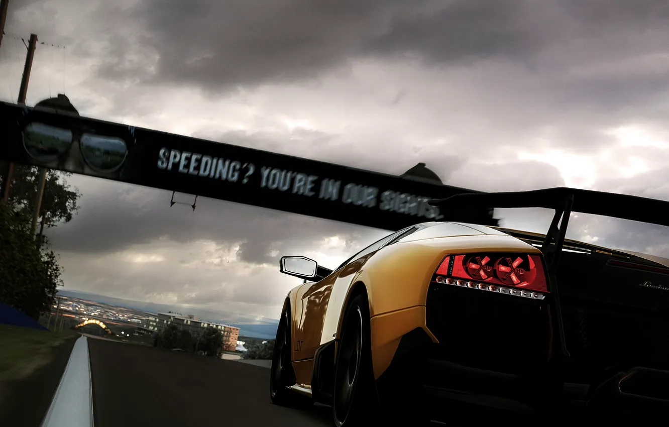 Фото обои скорость, трасса, Lamborghini