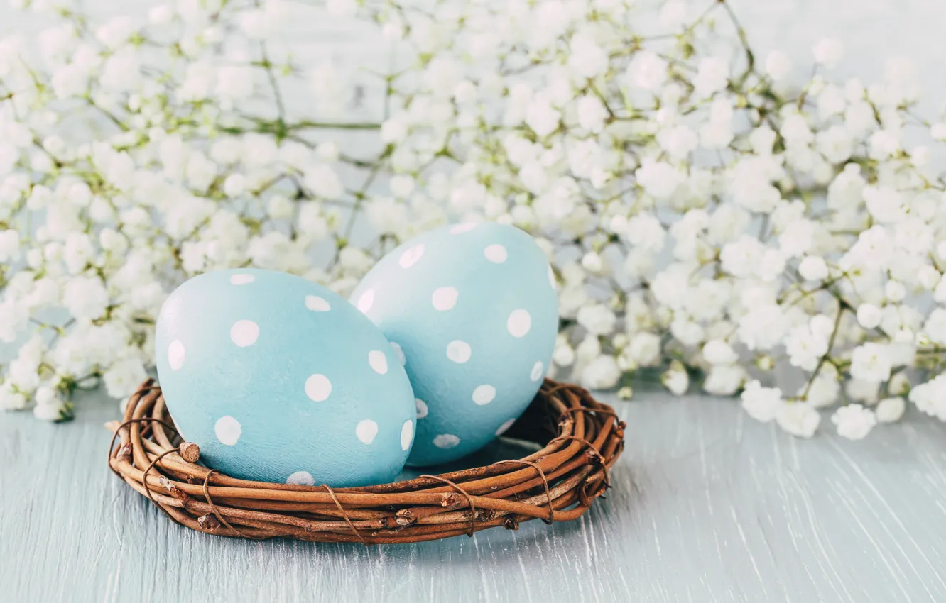Фото обои цветы, праздник, яйца, Пасха