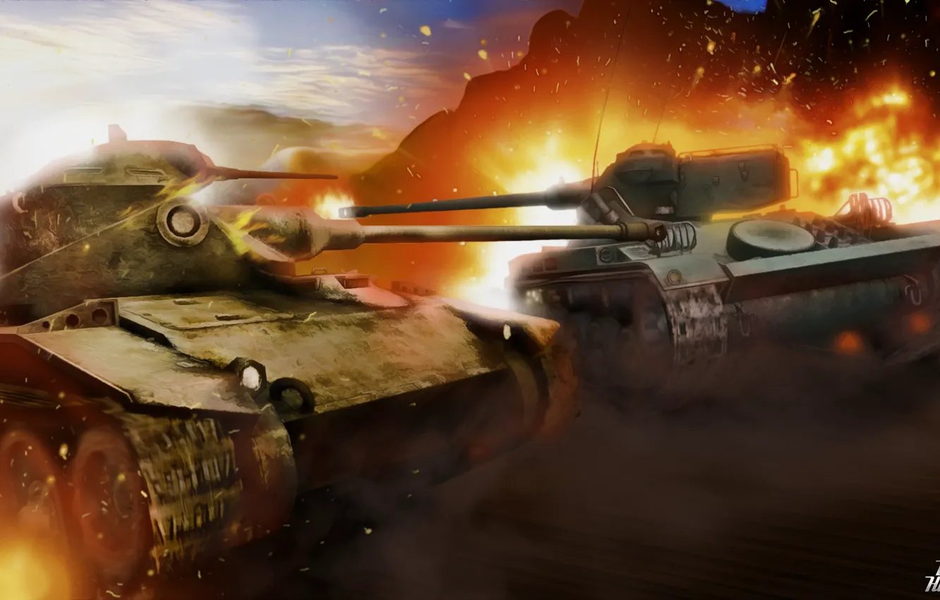 Фото обои танк, world of tanks, wot, клещ, T71, AMX 13 75