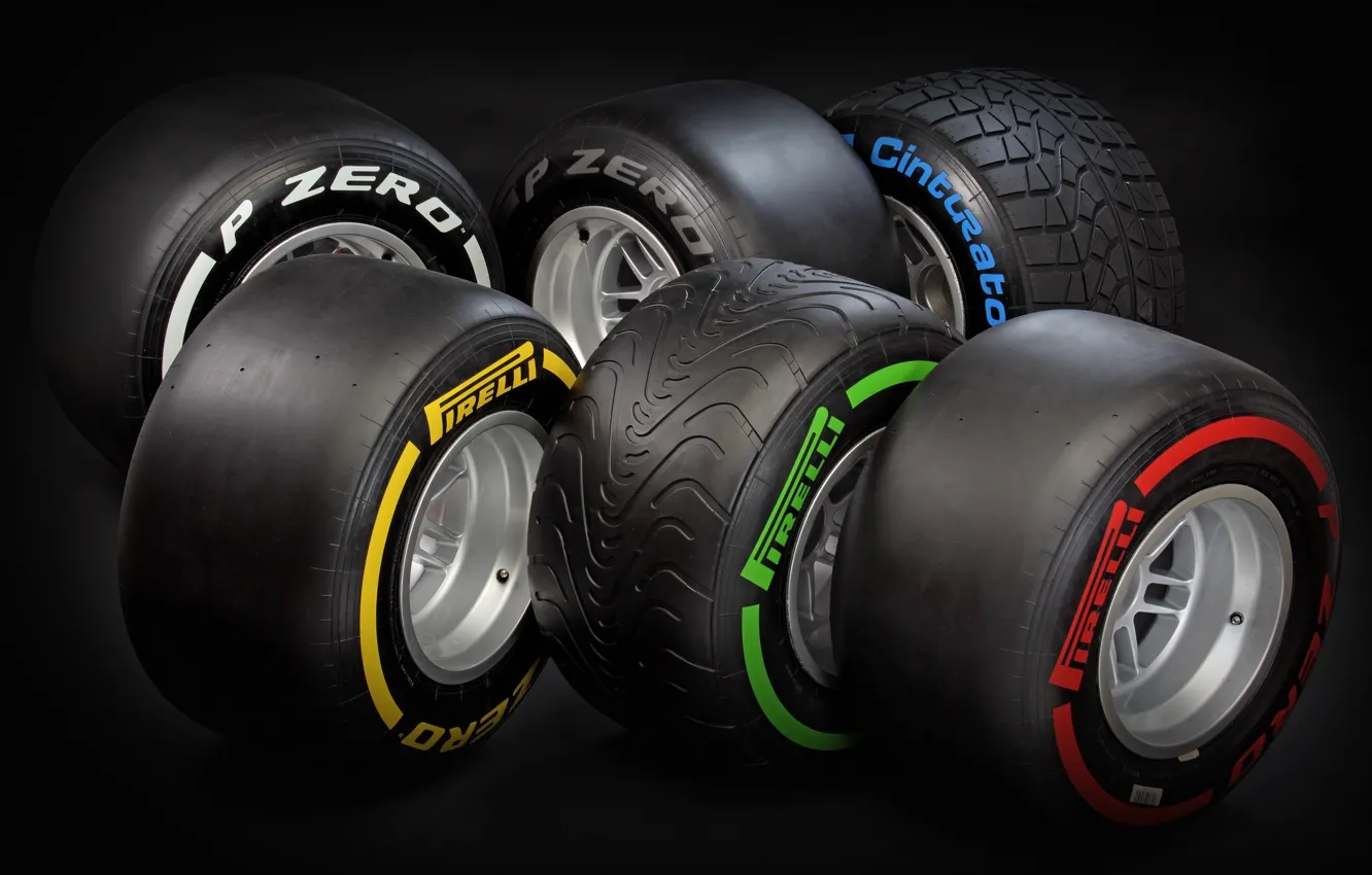 Фото обои formula 1, different, tires, types of tires