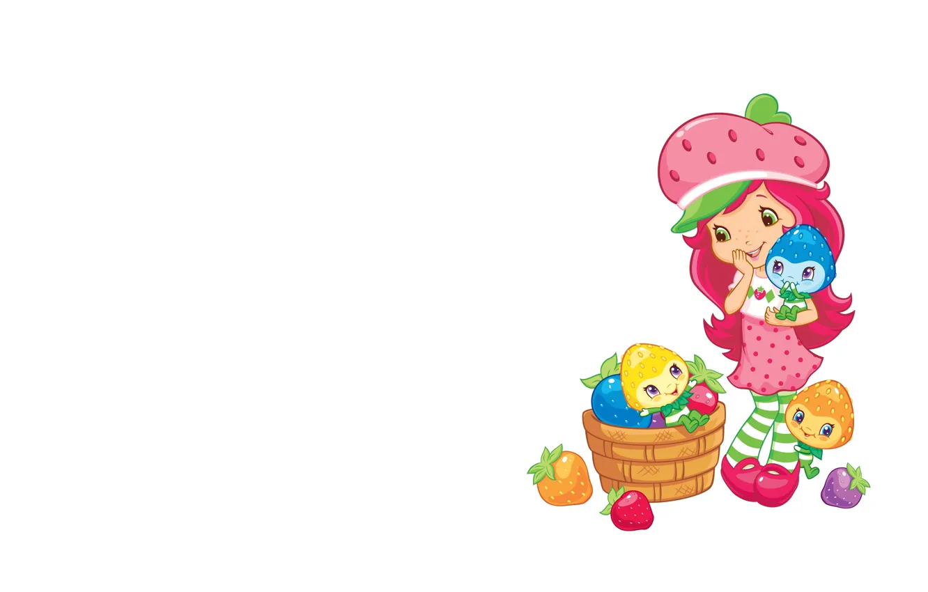 Фото обои арт, девочка, корзинка, детская, ягодка. настроение