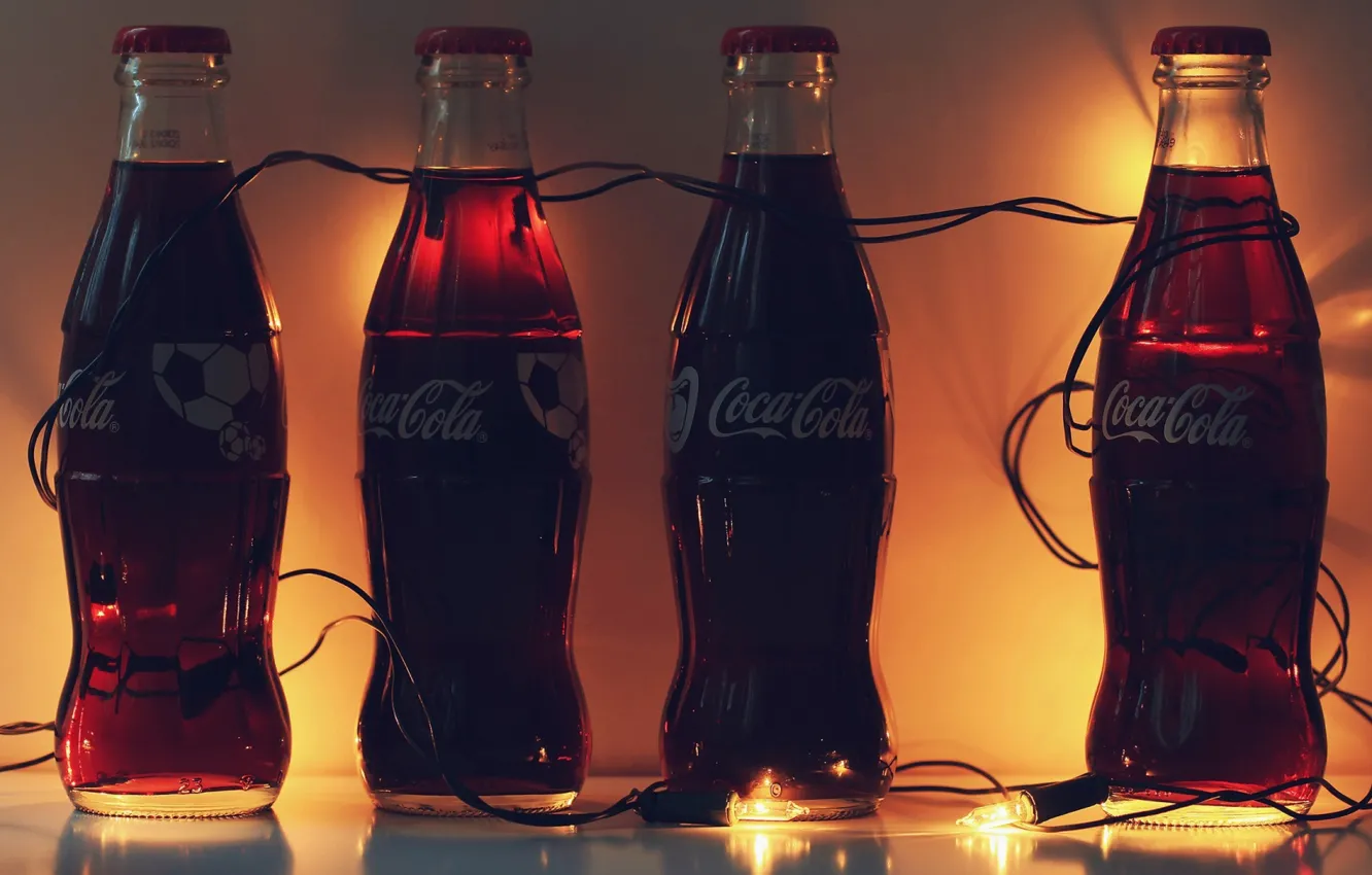 Фото обои футбол, гирлянда, Coca-Cola, Кока-Кола