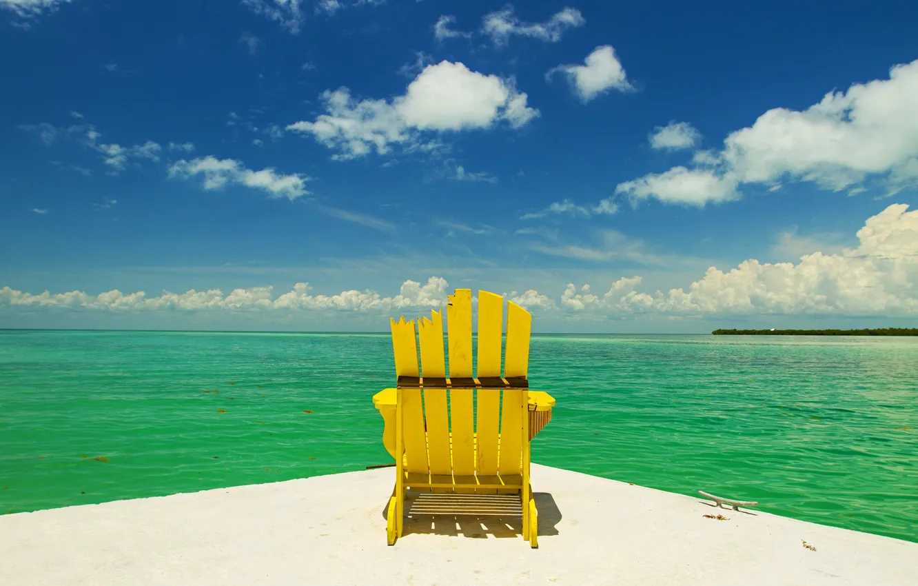 Фото обои море, лето, небо, кресло