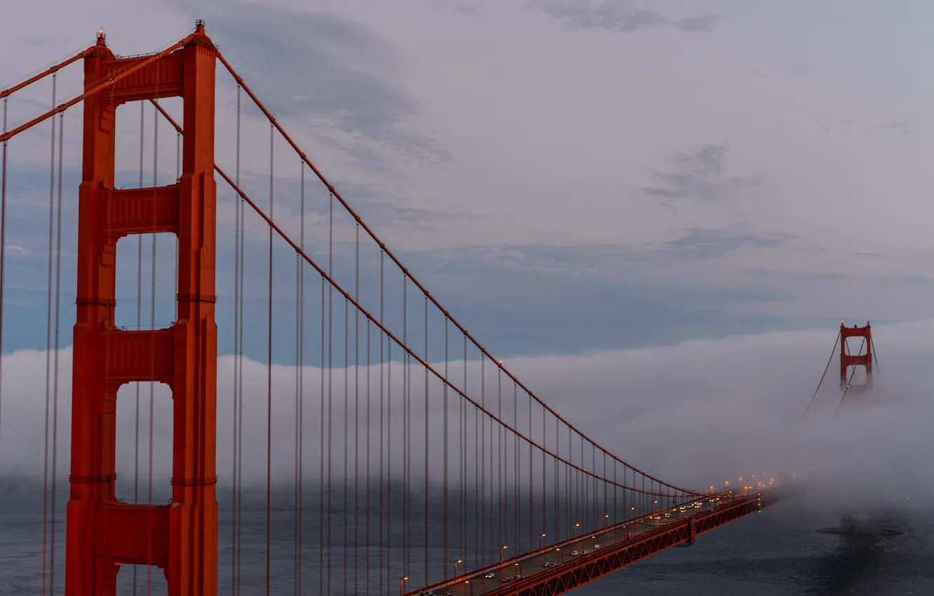Фото обои мост, туман, Калифорния, Сан-Франциско, золотые ворота