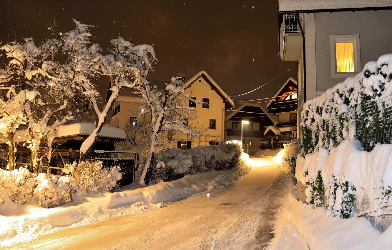Фото обои зима, снег, улица, Winter, Словения, Slovenia