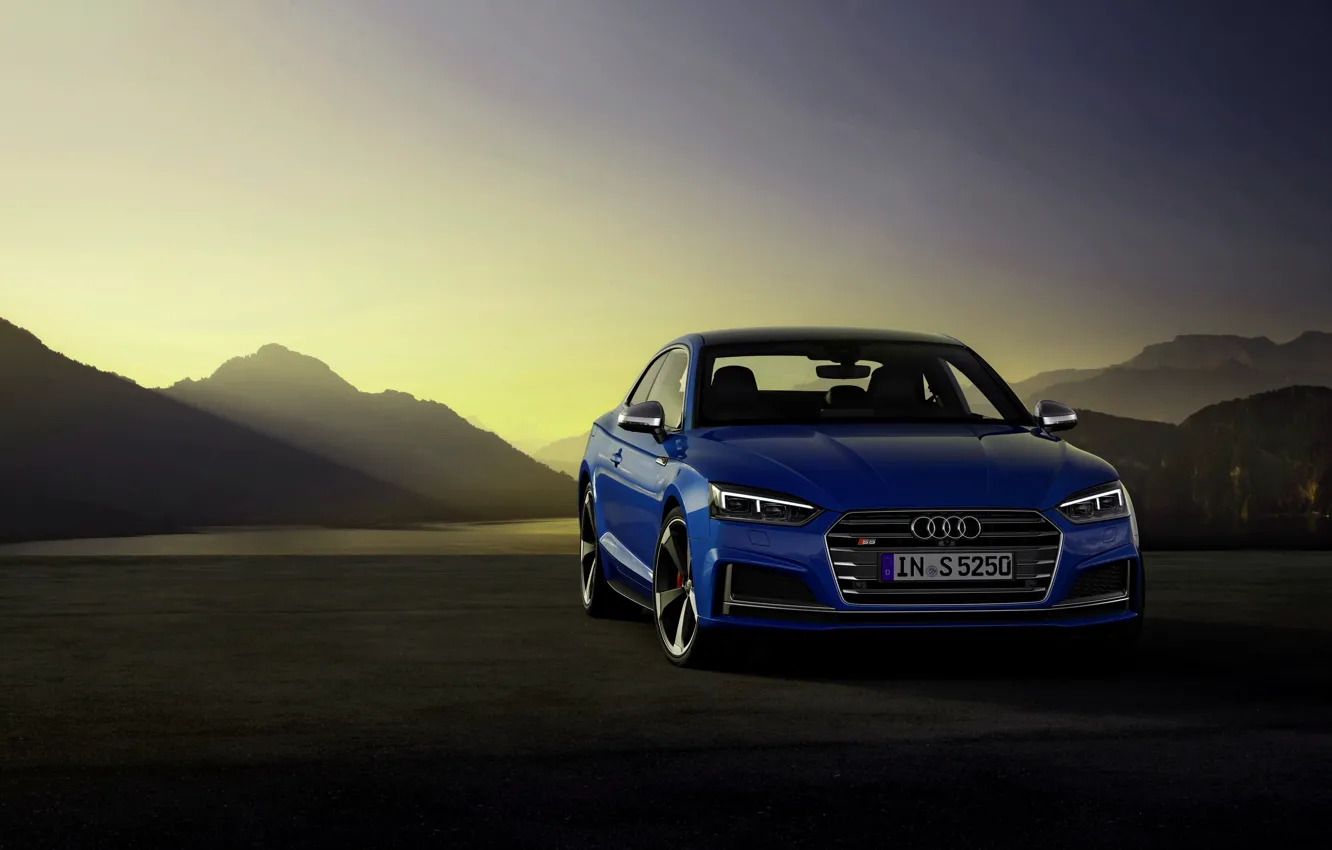 Фото обои горы, синий, Audi, купе, Audi A5, Coupe, Audi S5, 2019