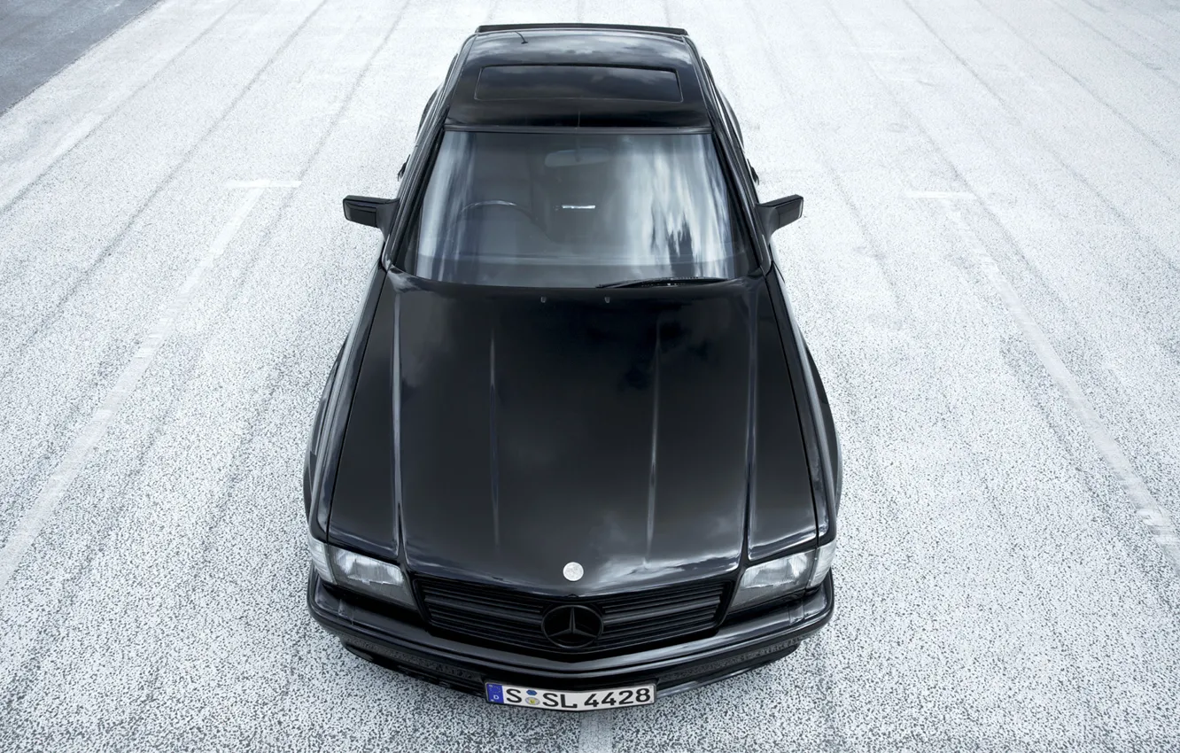 Фото обои Mercedes, black, benz, coupe, с126