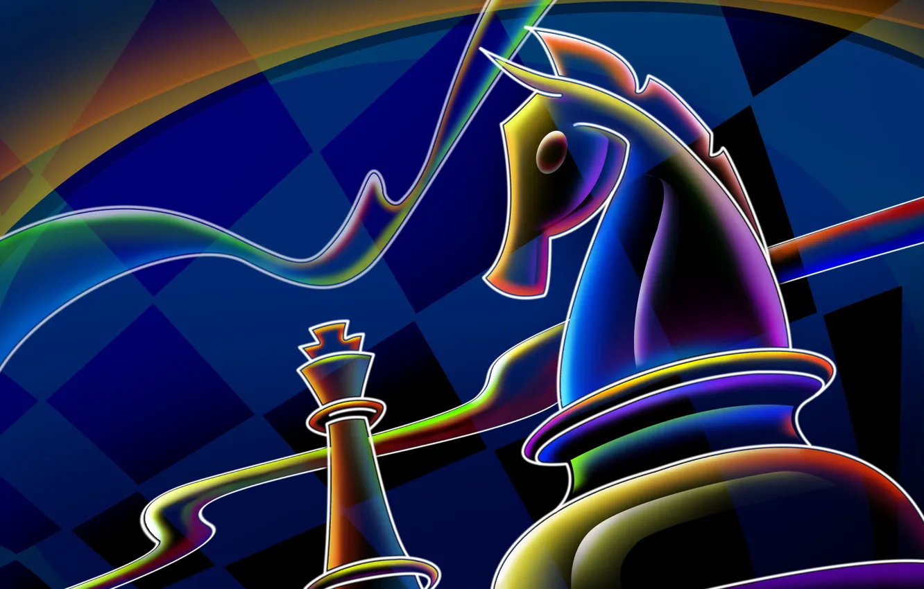 Фото обои линии, синий, конь, шахматы, клетки, 2014