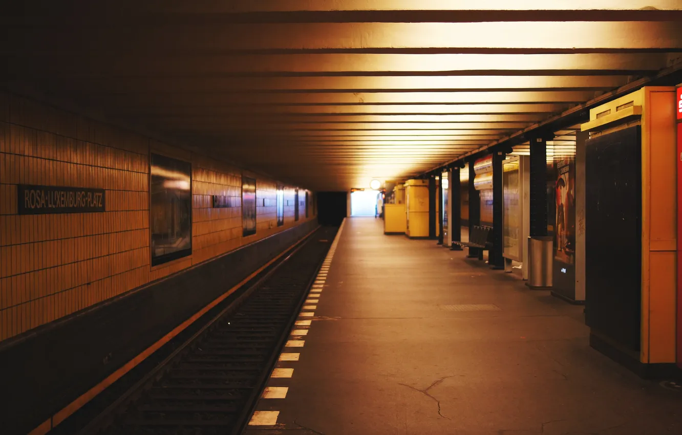 Фото обои путь, метро, станция, под землей