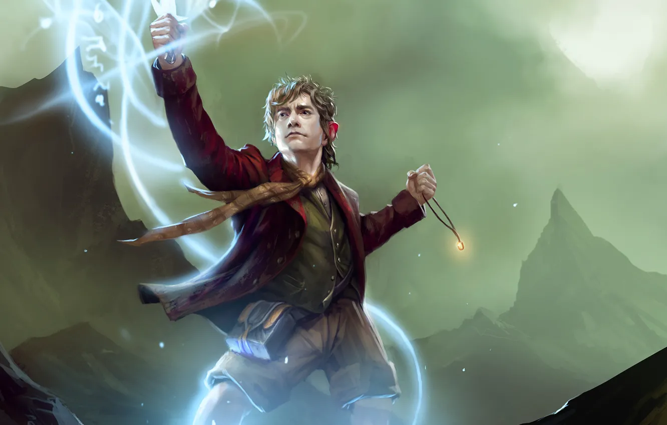 Фото обои магия, властелин колец, арт, lord of the rings, Bilbo Baggins, коллекционная карточка steam