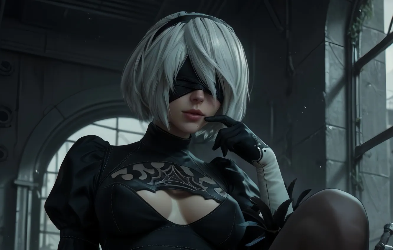Фото обои girl, nier automata, 2b Nier