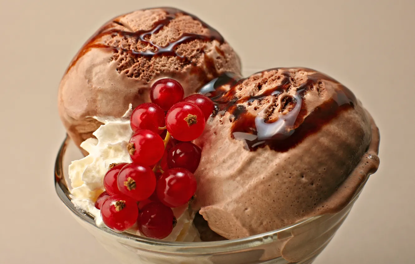 Фото обои мороженое, десерт, смородина, кофейное