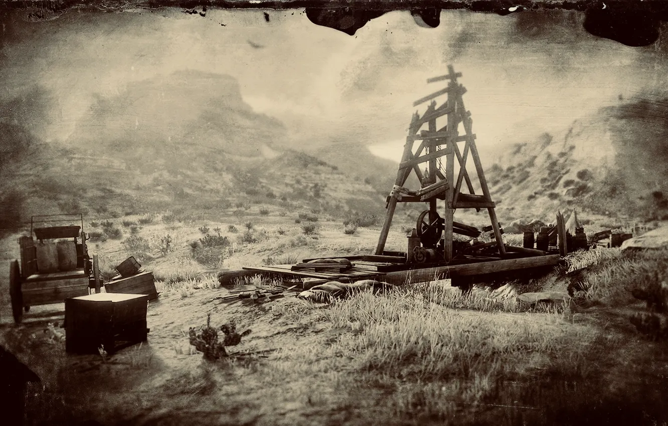 Фото обои HDR, game, rocks, building, UHD, Red Dead Redemption 2, XBox One X, RDR2